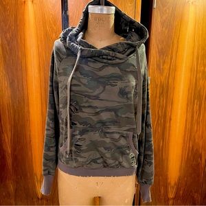 Dance & Marvel Camo distressed cropped hoodie